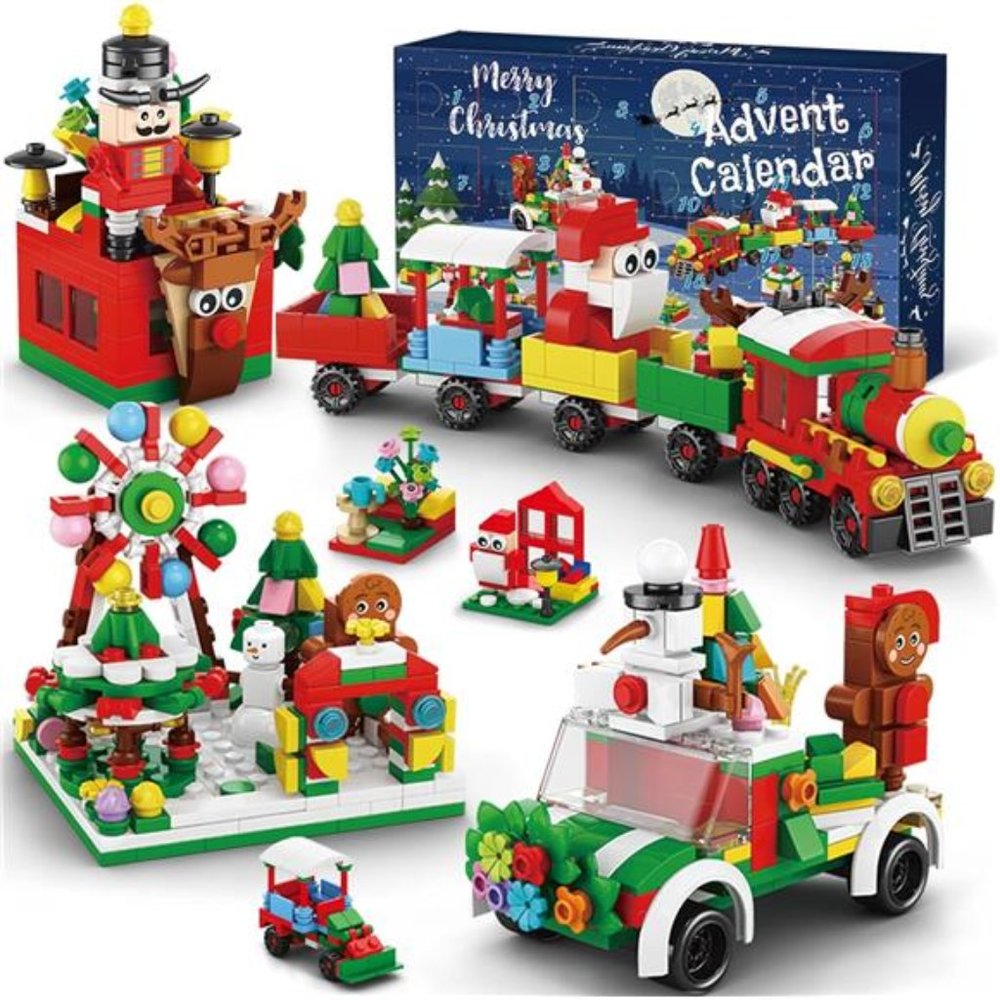 Advent Calendar, 24 Days Holiday Countdown Playset Building Blocks Toys